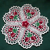 Rose Budding Hearts Crochet Doily PDF Pattern