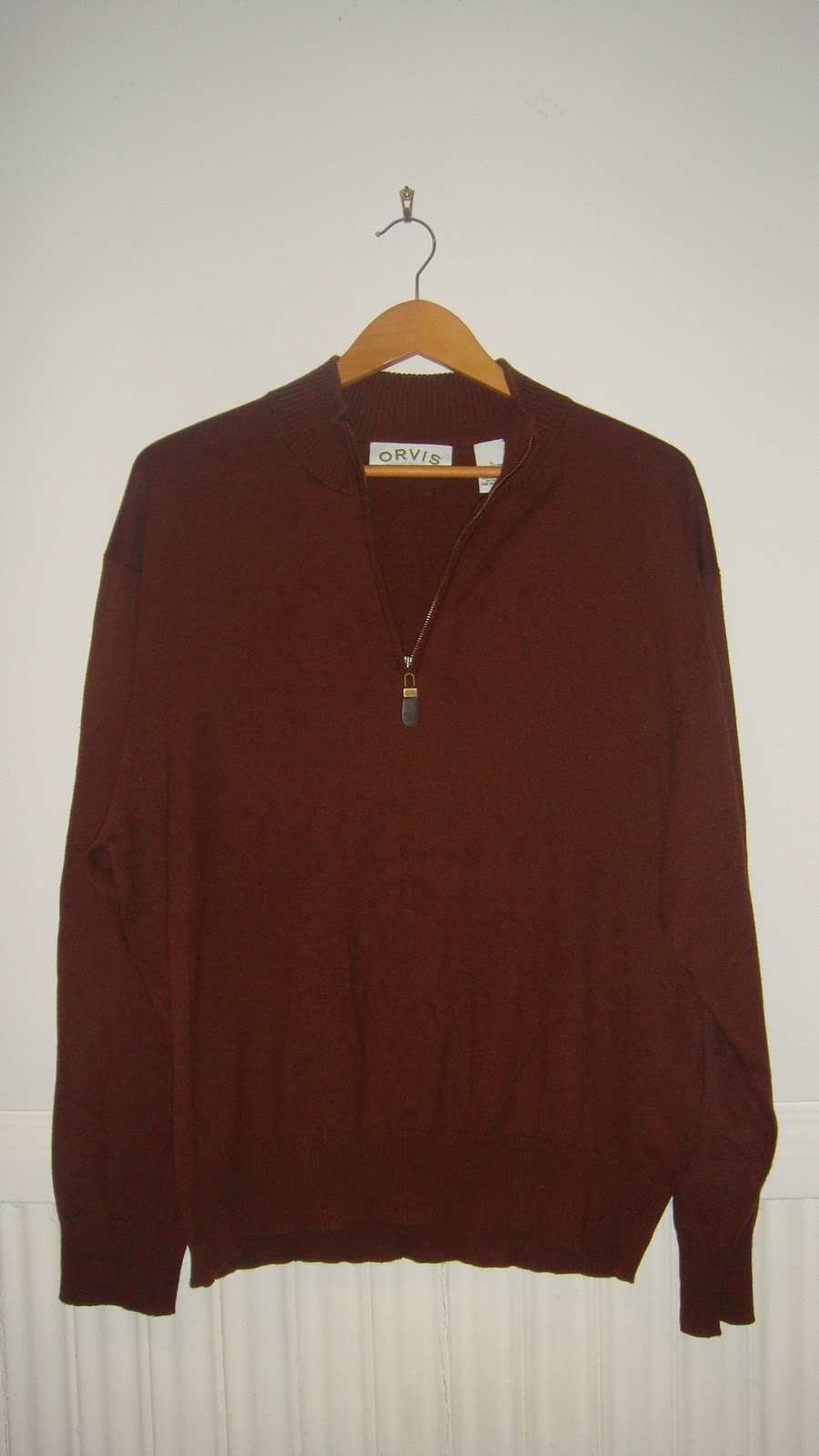 PBS Sports: ORVIS Tri-Blend Zip-Neck Men's Sweater (Retail $98) Sz Large