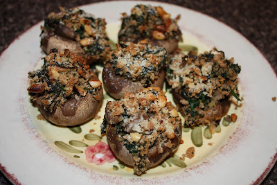 Spinach and Toasted Pine Nut Stuffed Mushrooms 