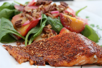 Spinach Salad with Stone Fruits and Maple-Spiced Pecans