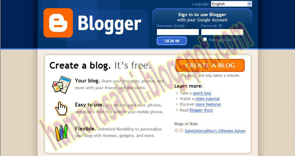 google blogger. a log in Google Blogger.