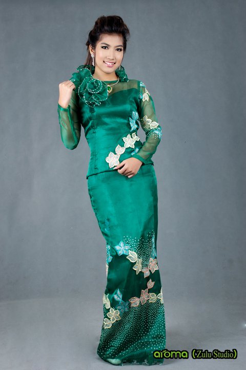 Myanmar Model, Maw Phu Maung with Burmese Fashion Dresses