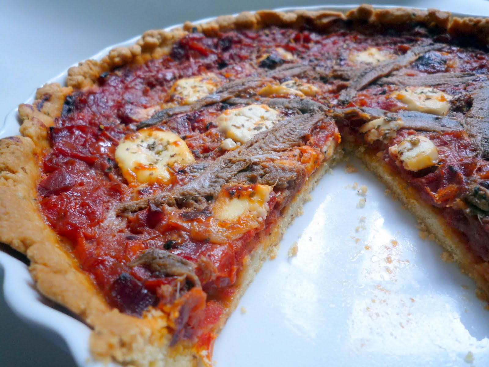 Bolli&amp;#39;s Kitchen: Tomaten-Zwiebeln-Chèvre-Sardellen - Tarte aux tomates ...