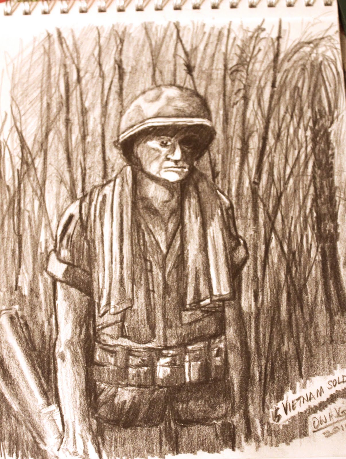 Вьетнамский солдат рисунок карандашом
