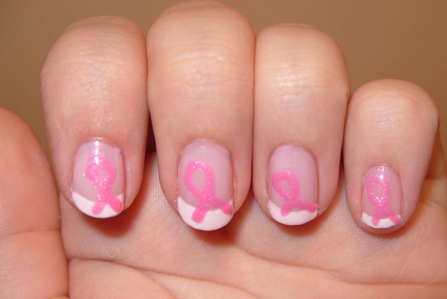 Hand Painted Cancer Awareness Nail Art - wide 1