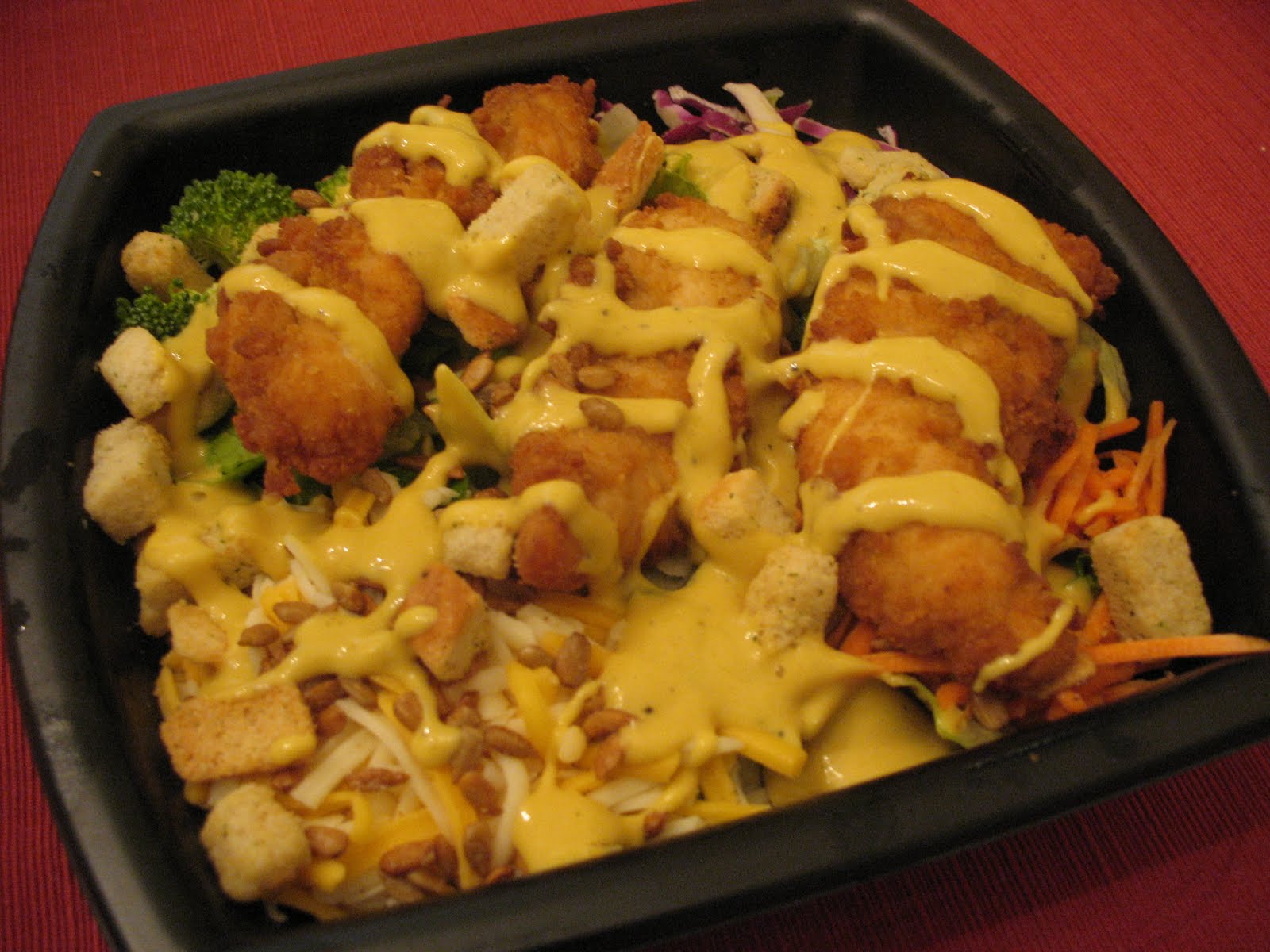 i just ate this Chicken Strips Salad with Honey Mustard