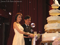 Wedding couple Sean and Veyl during the cake cutting ceremony