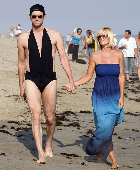 Jim Carrey in a revealing black one-piece bikini