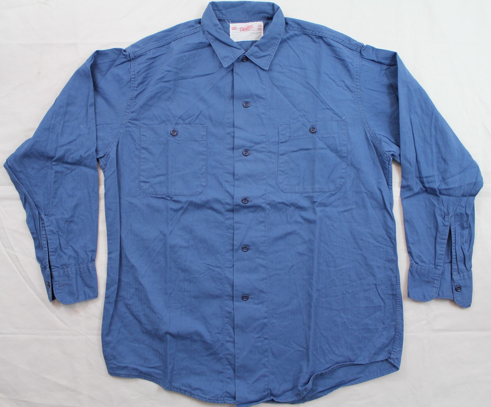 vintage workwear: 1940's-1950's era Blue Herringbone Twill Work Shirts