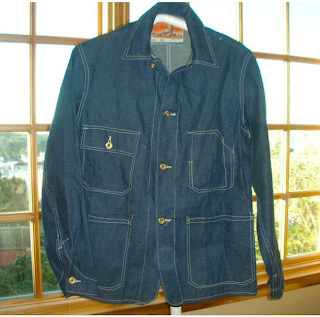 vintage workwear: Vintage CALIFORNIA BRAND denim chore coat deadstock