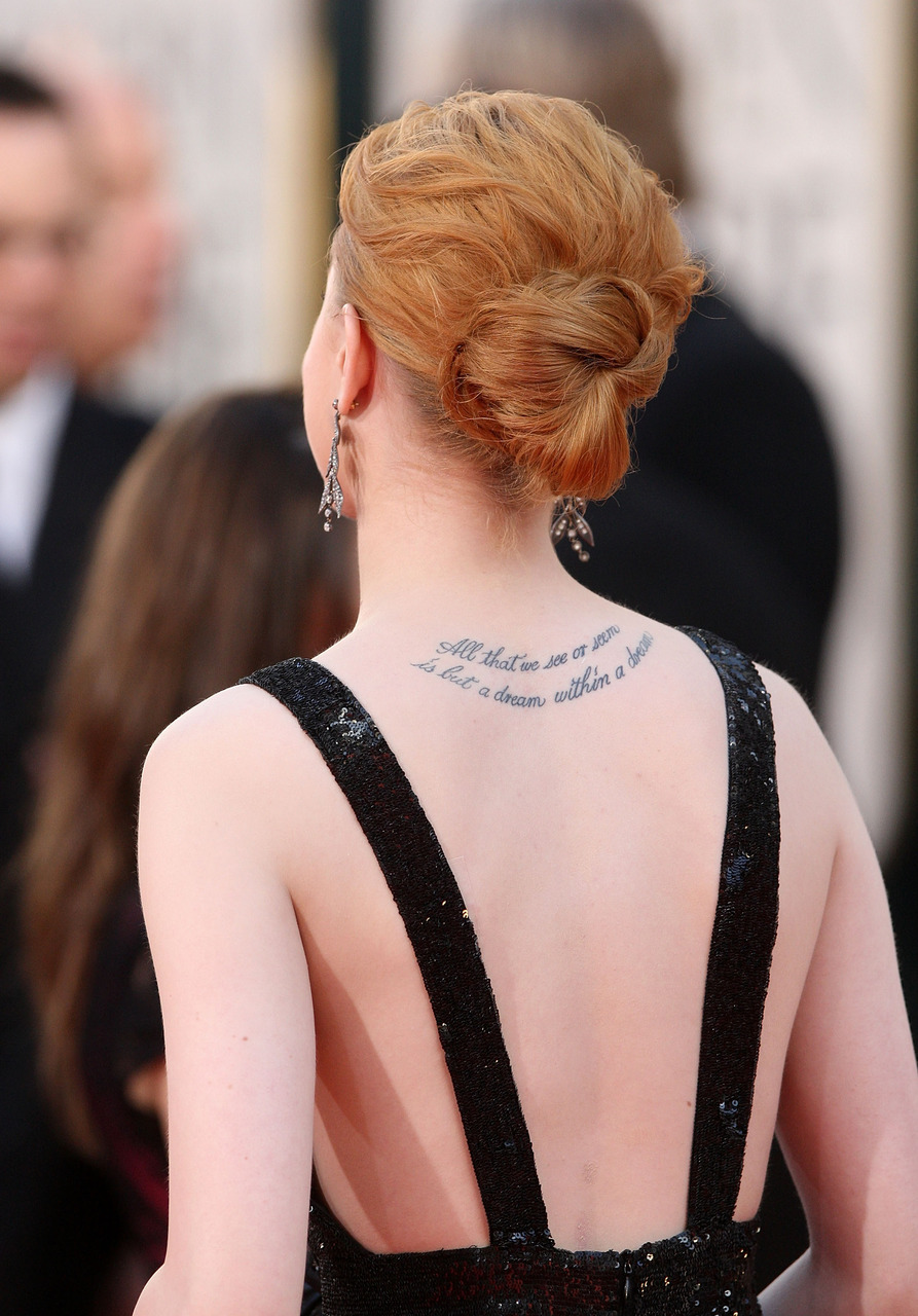 broadcastonwax Evan Rachel Wood’s tattoo is an Edgar Allan Poe quote
