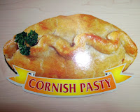A postcard in the shape of a Cornish pasty