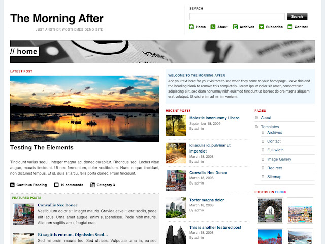 The Morning After Wordpress Theme by WooThemes Free Download.