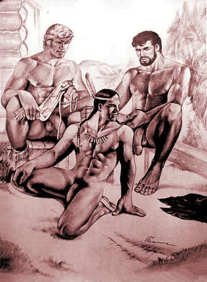 Gay Men Group Sex Pencil Drawings