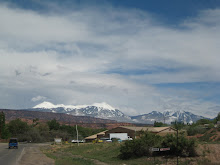 Distant mountains with red cliffs, in Moab