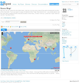 Yahoo Pipe Map - Author Vivek C