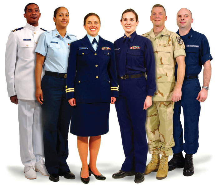 Color in the us armed forces: coast guard uniforms.