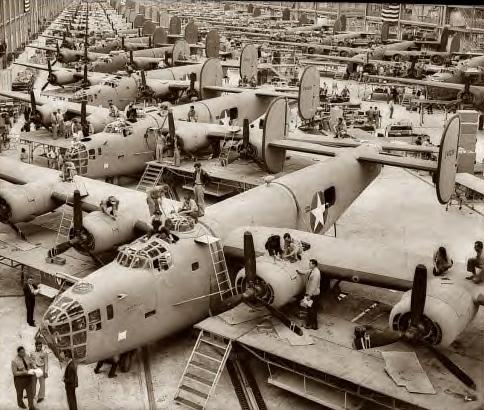 B-24 bomber assembly hall, location unspecified. April 1943