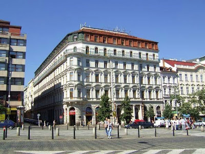 beautiful buildings at Wenceslas Square in Prague