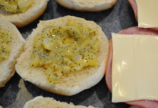 Close up of freezer ham sandwiches