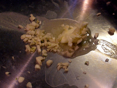 Chicken ravioli  garlic in pan
