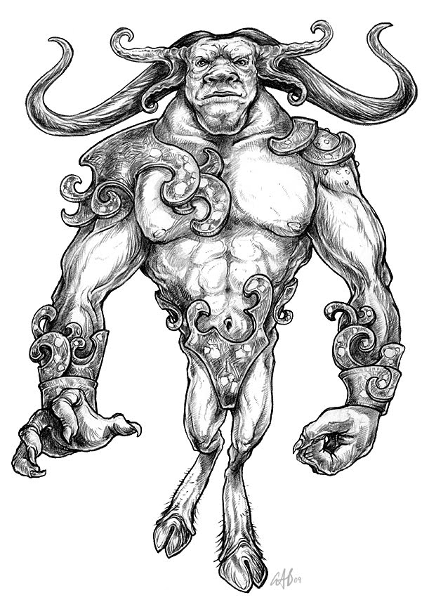 Рисунки карандашом минотавр