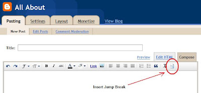 Tombol Insert Jump Break di new post editor