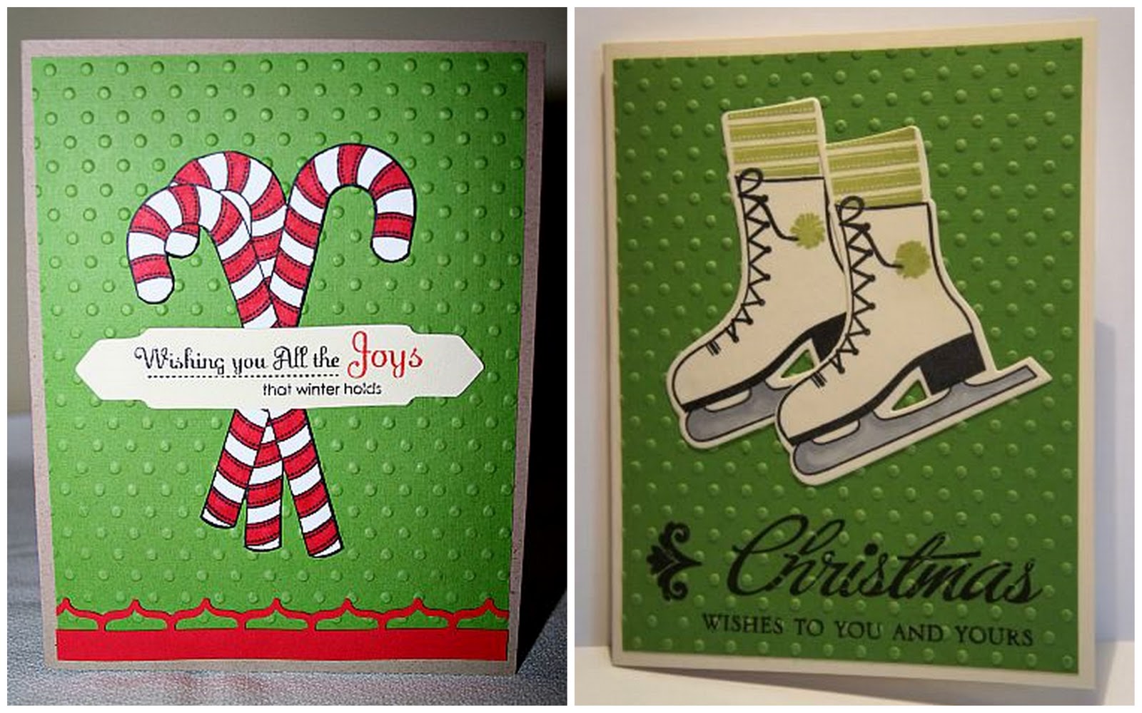 Fur and Green Feathers Christmas Cards with Papertrey Ink Stamps