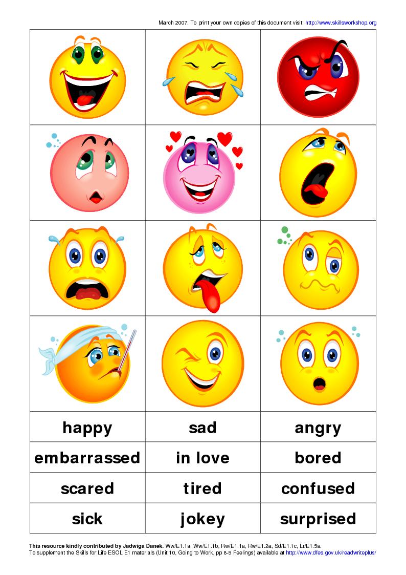 English Is Fun Feelings Face Cards Emotions Preschool Emotions