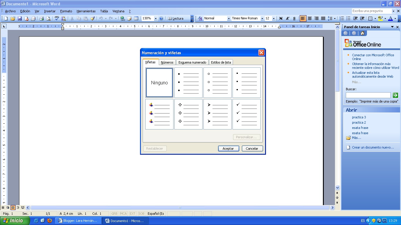 Lara Hernández Numeracion viñetas en word