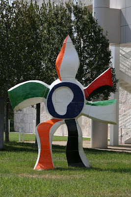 Walking Flower glazed ceramic sculpture at Getty Center