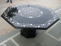 Mother of Pearl Design Table Top in Black Marble