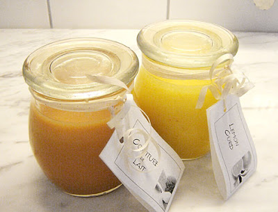 milk jam and lemon curd in nice jars
