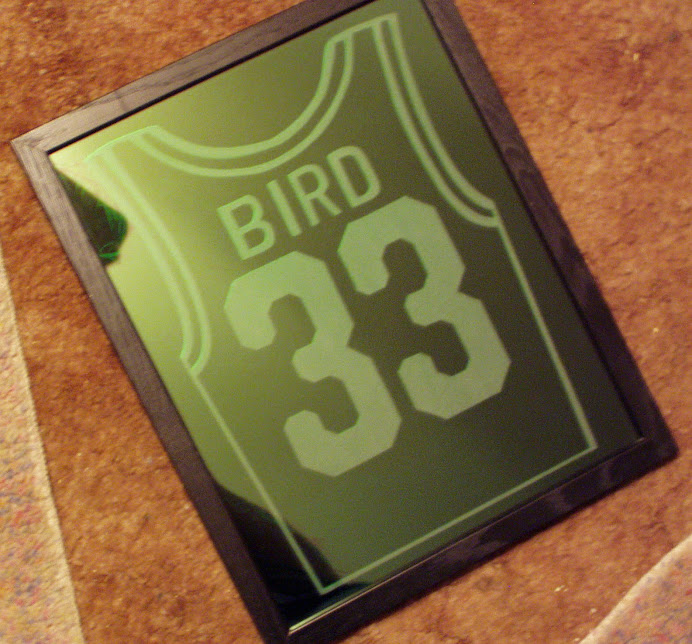 Larry Bird Sandblasted Mirror Jersey my friend gave me that he made!!