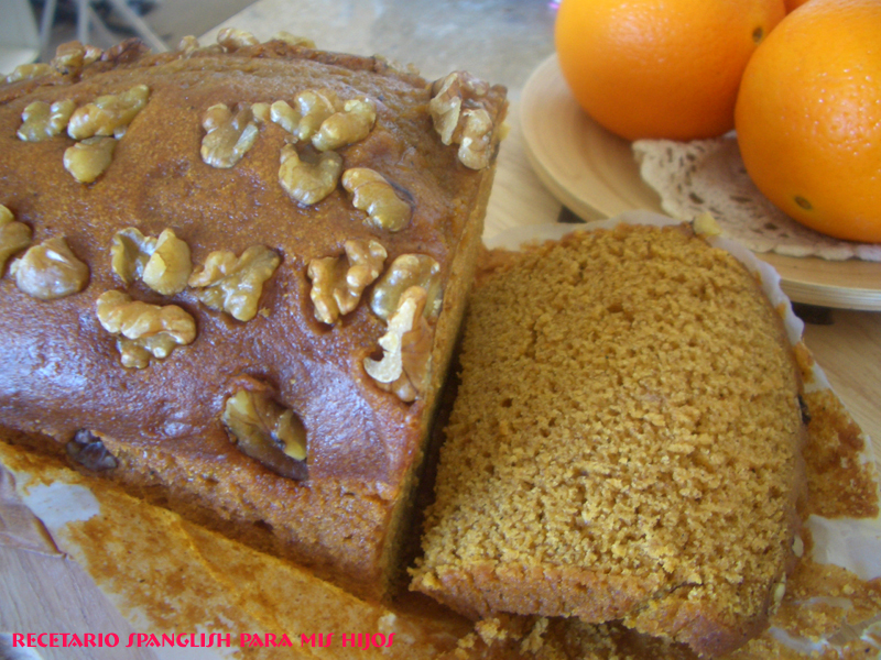 Recetario Spanglish para mis hijos Pumpkin bread (pan de zapallo