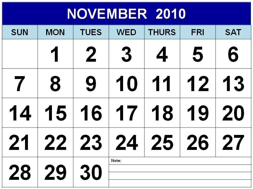 November 2010 Calendar