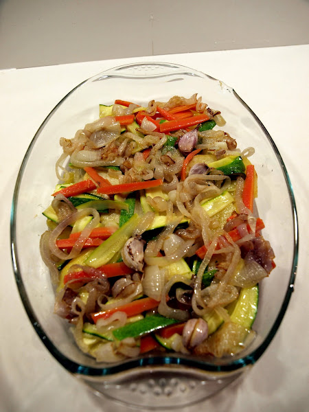  Lubina al horno con verduras al vapor 