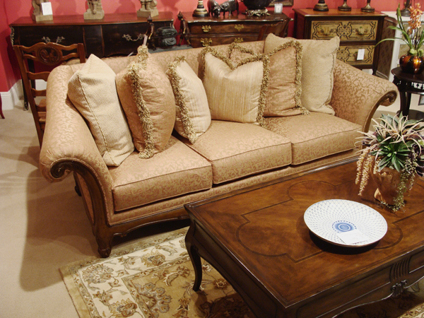 Rosenberg Group: SPECIALS: blush & champagne Henredon sofa