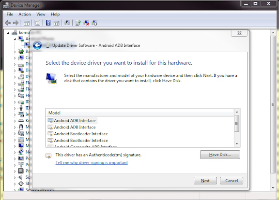 adb interface driver download windows 7