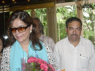 Ajay Tripathi with Zeenat Aman at Raipur Airport