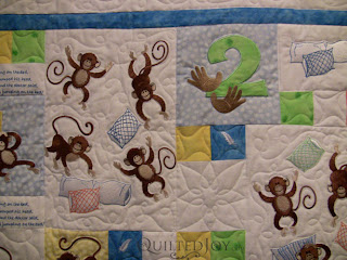Monkeys on the Bed Quilt, with custom quilting by Angela Huffman - QuiltedJoy.com