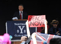 blair gets protested & booed at yale