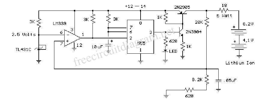 CIRCUIT: 2 Cell Lithium Ion Charger Using 555