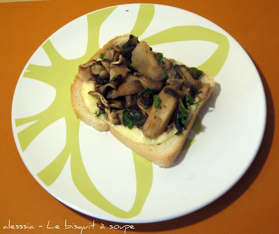 Crostoni di funghi e scamorza