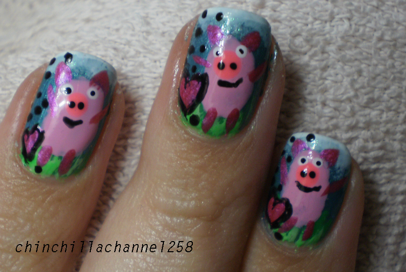 CookingChinchillas Piggy Pig Pig Nail Art Design