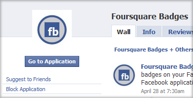 Foursquare Badge app for Facebook