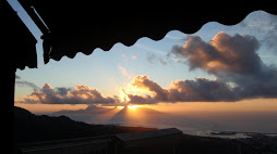 Sunset over Moorea from the restaurant