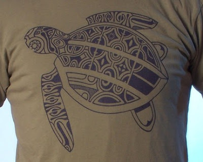 Tattoo sea Turtle T-shirt on Moss: men's
