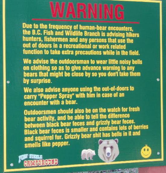 Bear warning sign