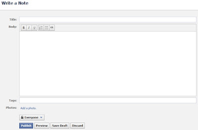Facebook Notes editor